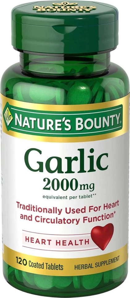 Tabletas de ajo Nature's Bounty, salud cardíaca, 2000 mg., 120 unidades (paquete de 1)  Foto 1 de 4