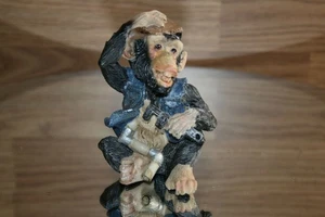 plumber chimpanzee figurine scratching head holding wrench and pipe Vintage EUC - Picture 1 of 11