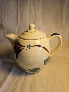  Vintage Puritan Pottery Tea Pot 32 Oz Handpainted With Green Ivy - Picture 1 of 7