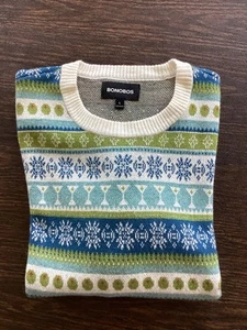 Bonobos Sweater Men LARGE Fun Martini Cocktail Soft Merino Wool Viscose Blend - Picture 1 of 10