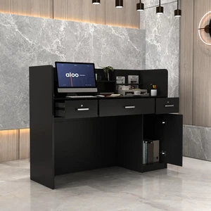 Banco Reception, Ufficio Bancone Mobili Reception, Nero, 3 Cassetti, 110 X 120 X - Foto 1 di 12