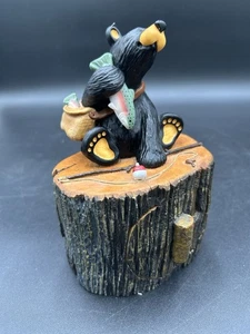 Bearfoots Big Sky Carvers Jeff Fleming "Bounty Box" Bär Fischstange Schmuckkästchen - Bild 1 von 11
