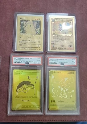 Charizard & Pikachu Gold Metal Pokemon Cards All 4 Promos From Celebrations UPC - Image 1 of 4