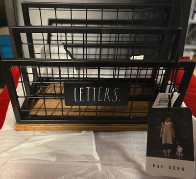 RAE DUNN FREESTANDING WOOD and METAL MAIL ORGANIZER - "LETTERS." New With Tags - Image 1 of 4