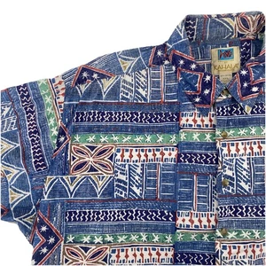 Kahala Avi Collection Mens XXL Red White Blue Geometric Hawaiian Tiki Luau VTG - Picture 1 of 11