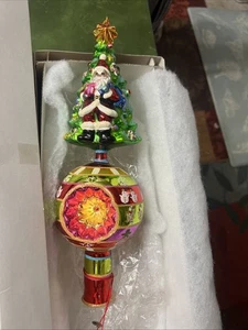 RARE Radko 12" FESTIVE FELLOW Finial Santa w/Tree Reflector 20th Anniversary ? - Picture 1 of 16