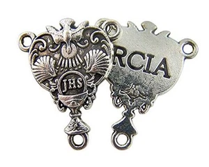 RCIA Catholic Gift Silver Tone IHS Chalice and Host Centerpiece for Rosary,  - Picture 1 of 3