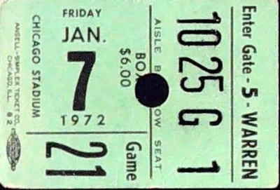 Bob Love Chet Walker Bulls Bullets NBA Ticket Stub Chicago Stadium 1/7/1972 - Image 1 of 2