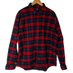 Lands End Mens XL 17-17.5 Flannel Shirt Plaid 100% Cotton Traditional Fit Button - Picture 1 of 13