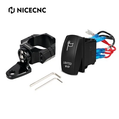 LED Whip Light Bar Mount Brackets + Rocker Switch 1.75"-2" Rollbar Cage For UTV - Image 1 of 4