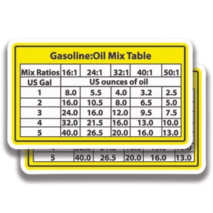 2 CYCLE OIL FUEL MIX RATIO DECAL 2 Stickers Bogo For Car Window Bumper Truck - Picture 1 of 1