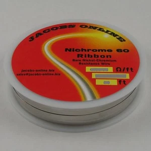 Nichrome 60 ribbon (flat) wire 1/16" X 0.0031", 3.259 ohms/ft, 100 ft spool - Picture 1 of 1