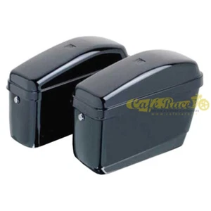 Coppia Borse laterali rigide nero lucido in abs per moto custom 25 litri cad - Foto 1 di 3
