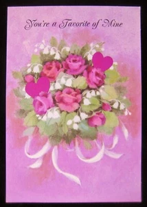 Vintage Valentinstag Grußkarte Nosegay - Maiglöckchen & Rosen Hallm - Bild 1 von 8