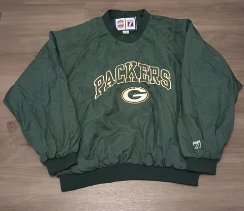 Vintage Green Bay Packers Windbreaker Pullover Large Game Day NFL Men Logo Cover