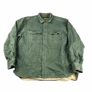 Cabelas Shirt Mens XL Regular Green Button Up Pockets Long Sleeves Heavyweight - Picture 1 of 12
