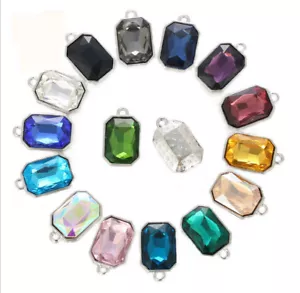 30 Stck. Gemischte Farben Lang Achteckig Kristall Glas Charms 10x14mm #95336 - Bild 1 von 4