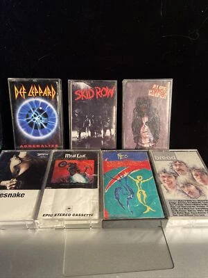 7 Rock Cassettes : Def Leppard, Skid Row, Cooper, White snake, Meatloaf REO - Image 1 of 3