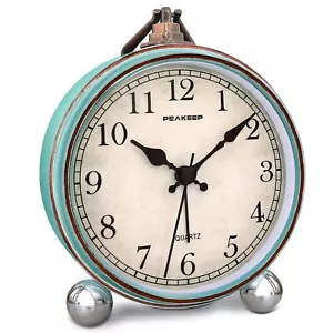 4" Small Battery Operated Antique Retro Analog Alarm Clock for Room Decor, Si... - Picture 1 of 7