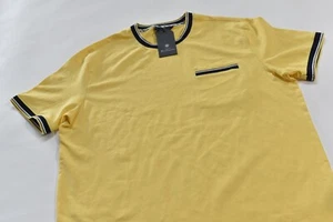ben sherman men's tee shirt yellow contrast trim pocket size large - Picture 1 of 2
