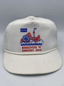 Rare Vintage 1991 Cedar Point Rendezvous Hat Cap Youngan Adjustable White - Picture 1 of 10