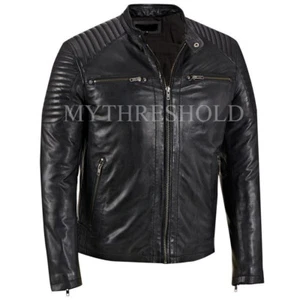Mens Rivet Black Brando Motorcycle Biker Jacket - Bild 1 von 3