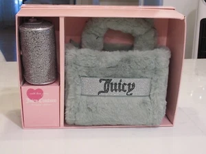Juicy Couture Mini Bolso de Mano de Piel Sintética y Barril Monedero Conjunto Azul Genial $99 Nuevo en Caja - Imagen 1 de 3