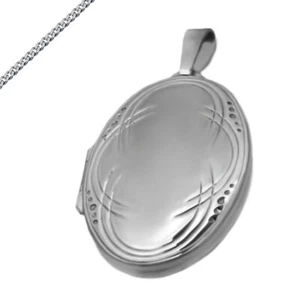 MEDAILLON mit Muster mittelgroßes Amulett für 2 Bilder auch Kette Gravur wählbar - Bild 1 von 10