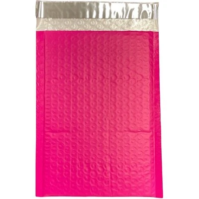 100 4" x 8"  Pink Poly Bubble Mailers Self Seal Envelopes - Image 1 of 2