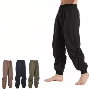 Pantalones piratas para hombre pantalones medievales renacentistas pantalones vikingos sueltos pantalones para correr - Imagen 1 de 16
