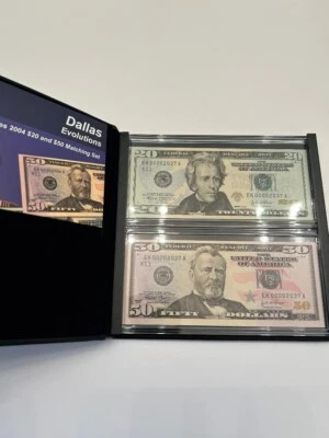 Series 2004 DALLAS Evolutions $20 & $50 FRN Matching Set s/n EK00002037A - Image 1 of 3