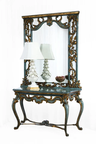 French Antique Rococo Style Mirror and Console - Louis XV Style Cover