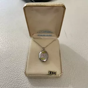 Vintage Felice (Signed JF) Sterling Silver Floral Pendant Necklace Original Box - Picture 1 of 6