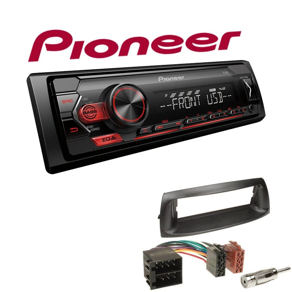 Pioneer 1-DIN Autoradio USB AUX Android Set für Fiat Punto 1999-2007 schwarz