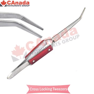 Soldering Jewelry Tweezers Fiber Grip Cross Locking Electronic Repair Forceps - Foto 1 di 2