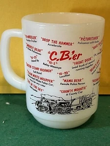C.B.'er CB Radio Fire King Milk Glass Mug Coffee Cup Breaker Breaker Big 10-4 - Picture 1 of 5