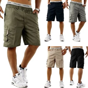 Mens Cargo Shorts Elasticated Summer Casual Cotton Combat Pants M L XL 2XL 3XL - Picture 1 of 6