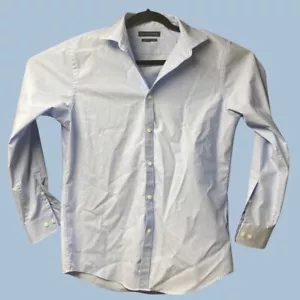 Camicia elegante uomo Tommy Hilfiger manica lunga blu vestibilità atletica - elasticizzata 32/33 - Foto 1 di 9