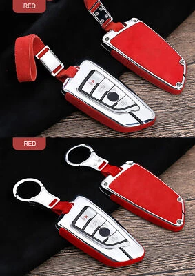 Zinc Alloy+Leather Car Key Fob Cover Case For BMW X1 X2 X3 X4 X5 X6 X7 5 6Series - Image 1 of 4
