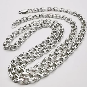 Enorme collar de cadena de plata de ley 925 inusual de colección, joyería fina firmada - Imagen 1 de 5