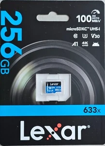 256GB Lexar Micro SD XC Class 10 Card For Samsung Galaxy S20 S20 FE S20 FE 2020 - Picture 1 of 2