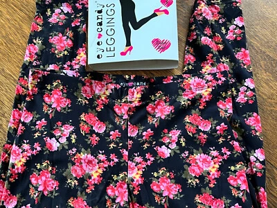NEW Eye Candy Super Soft Leggings SZ Small Floral Pink Black Yoga Casual Comfort - Image 1 of 4