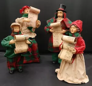 Vintage Davar Paper Mache Christmas Carolers Family Choir Display Figures Set 4 - Picture 1 of 17