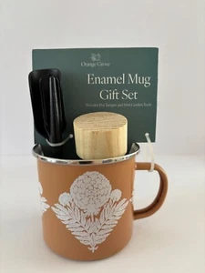 Orange Grove Enamel Mug Gift Set Wooden Pot Tamper & Mini Garden Tools - Picture 1 of 4