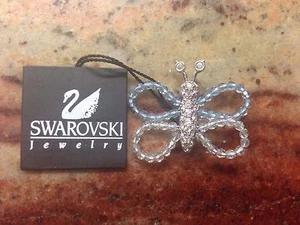 Swarovski Aqua Crystal Bead and Pave Crystal Butterfly Pin Brooch OBO - Picture 1 of 3