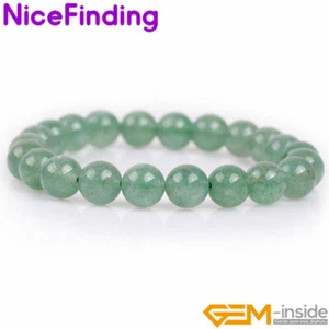 Pulsera elástica de joyería con cuentas de cristal real de fresa verde natural 7,5" regalo - Imagen 1 de 28