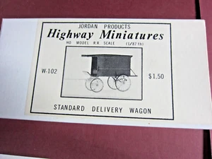 Jordan Highway Miniatures Standard Delivery Wagon HO Kit #W-102 Mint In Box - Picture 1 of 1