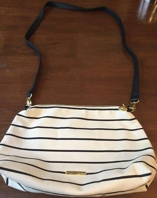 Bolso Bandolera Betsey Johnson Diseñador Negro Blanco Vegano Cartera Náutico Verano Foto 1 de 4