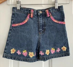 Vintage 2004 Strawberry Shortcake Girls XS 4/5 blue denim jean shorts Y2K - Picture 1 of 6
