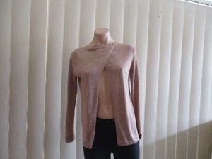 ZARA KNIT S LIGHT KNIT & LUREX GOLD TONE CARDIGAN DARK BLUSH LONG SLEEVE - Picture 1 of 6